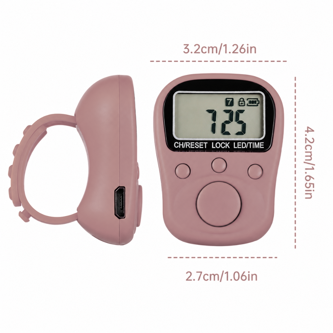 The image shows a 70 Lakh Naam Japa Counter designed for Naam Jap, chanting, meditation and prayer. This digital Japa Counter features an LED light along with date and time functions, making it easy to use during daily spiritual practice. It can also be used as a Jaap Counter, Chanting Counter, Mala Counter and Mantra Counter for keeping track of chants accurately.