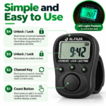 The image shows a 70 Lakh Naam Japa Counter designed for Naam Jap, chanting, meditation and prayer. This digital Japa Counter features an LED light along with date and time functions, making it easy to use during daily spiritual practice. It can also be used as a Jaap Counter, Chanting Counter, Mala Counter and Mantra Counter for keeping track of chants accurately.