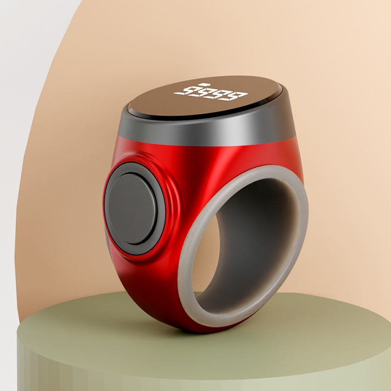 The image shows a Portable Ring Naam Japa Tally Counter with a 1 lakh counting capacity, designed for easy Naam Jap, chanting, meditation and prayer. Its compact ring design makes it convenient to carry and use as a Japa Counter, Jaap Counter, Chanting Counter, Mala Counter and Mantra Counter.