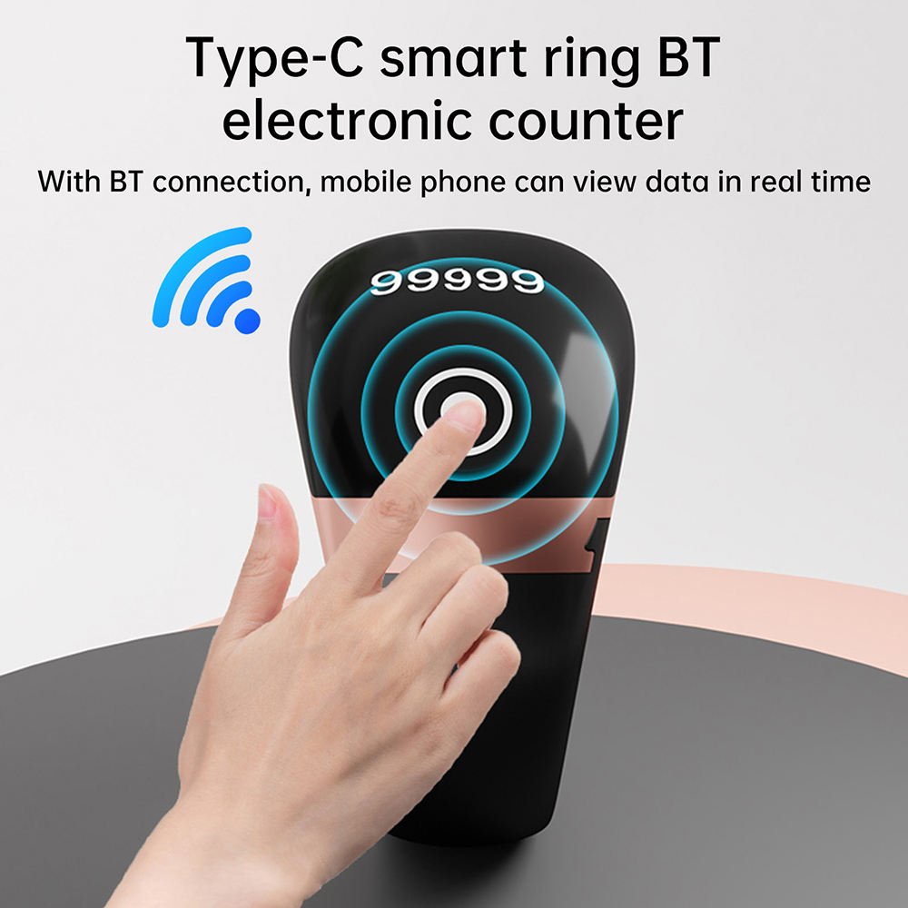 The image shows an Android Touch Display Slim Ring Japa Counter with a compact and adjustable ring design. This Digital Naam Jap Counter is designed for easy chanting and can connect with an Android app to track Japa data, making it suitable for Naam Jap, meditation, prayer and mantra chanting.