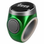 The image shows a Portable Ring Naam Japa Tally Counter with a 1 lakh counting capacity, designed for easy Naam Jap, chanting, meditation and prayer. Its compact ring design makes it convenient to carry and use as a Japa Counter, Jaap Counter, Chanting Counter, Mala Counter and Mantra Counter.